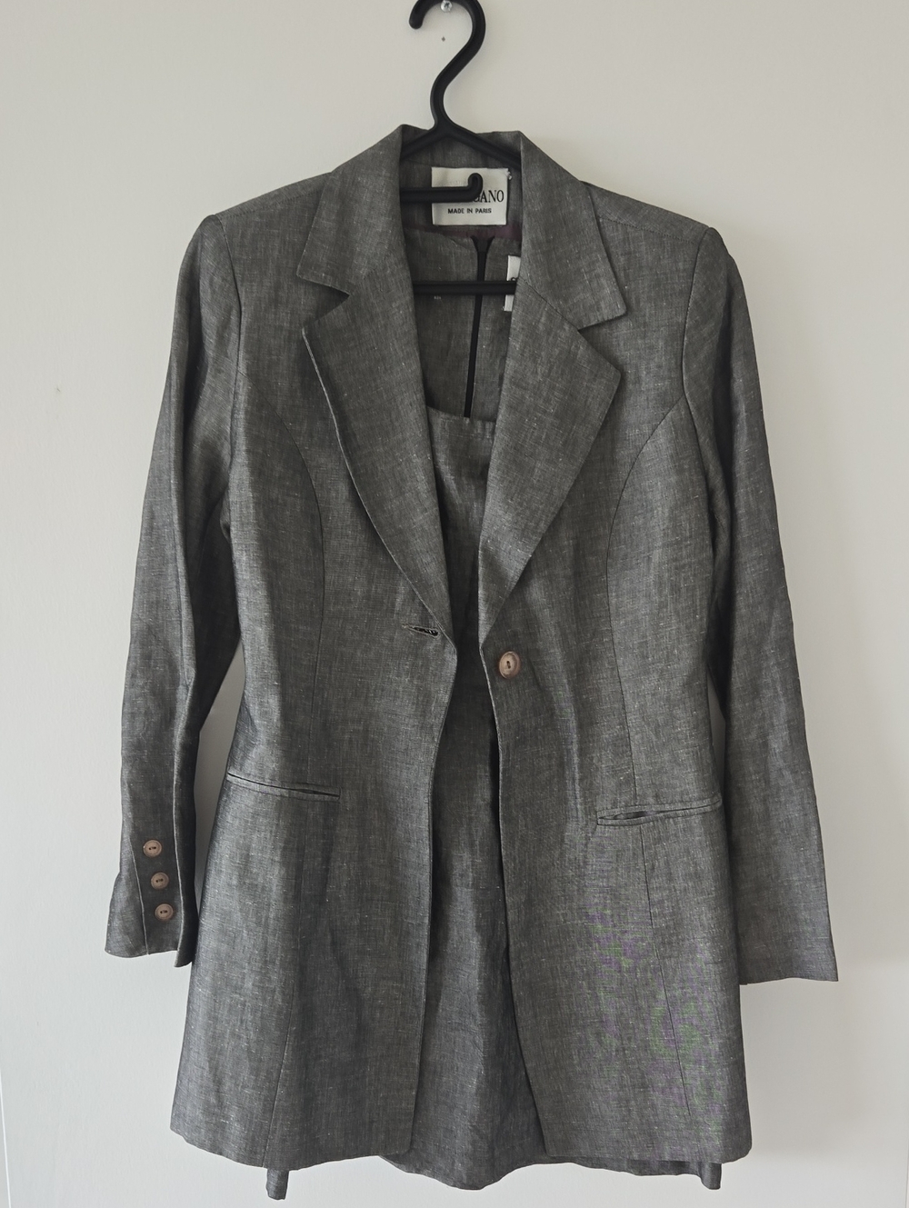 Sharagano Made In Paris Charcoal Single-Button Blazer